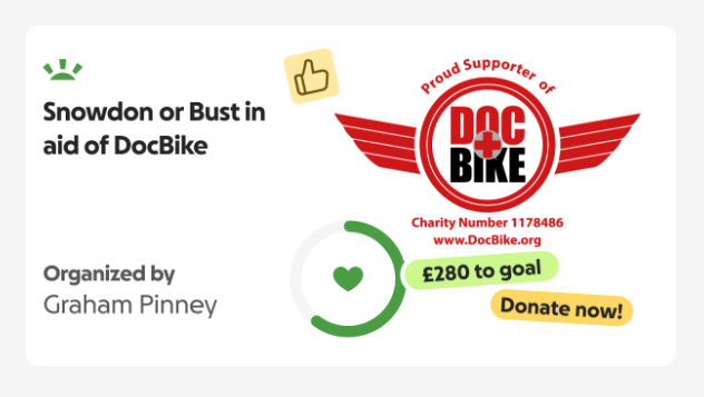 Snowdon or Bust in aid of Docbike UK