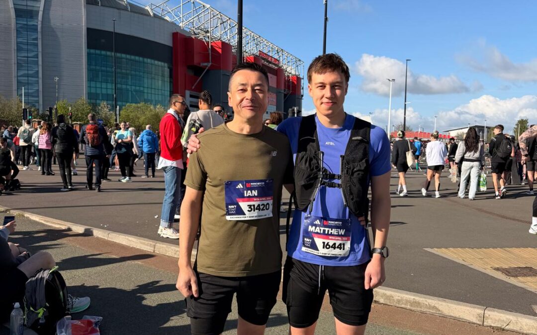 Dr Ian and Matthew complete the Manchester Marathon 2026